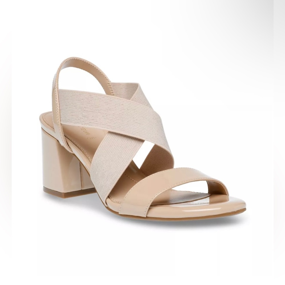 Anne Klein Ryles Nude Block Heel Strappy Sandals Size 6